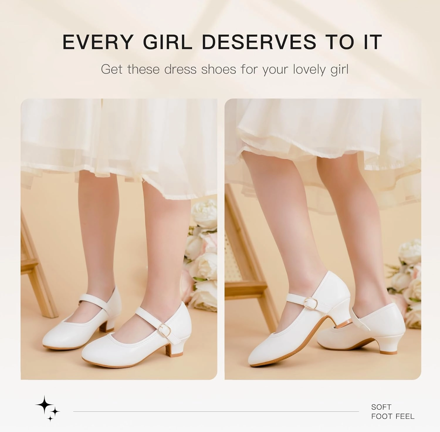 Dufannie Girls Dress Shoes Low Heel Princess Flats Mary Jane Flower Wedding Party Glitter Shoes for Kids Toddler Asics Shoes Cheapest Online