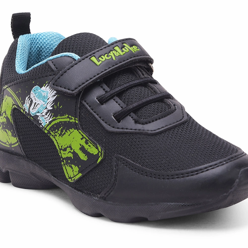 Lucy & Luke Black Sports Non Lacing Walking Shoes For Kids KSN-664 By Liberty Top Walking Shoes