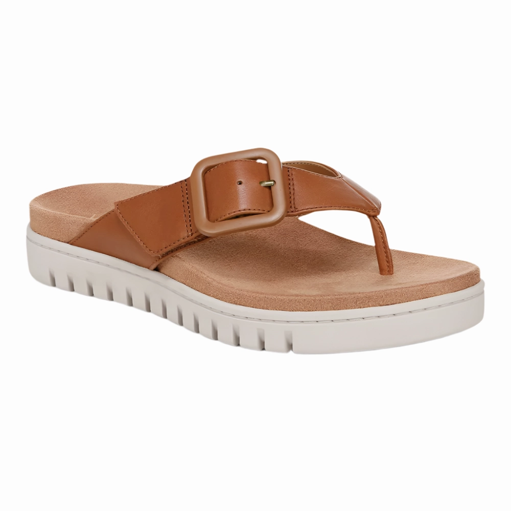 Flip.or.flop Vionic Women's Uptown Marin Flip Flops Tan Tumbled Leather