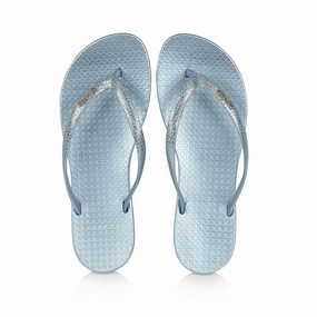 Coloko Freesia Snake Effect Glitter Ergonomic Footbed Flip-Flops Sky Blue / Navy Dupe Flip Flops