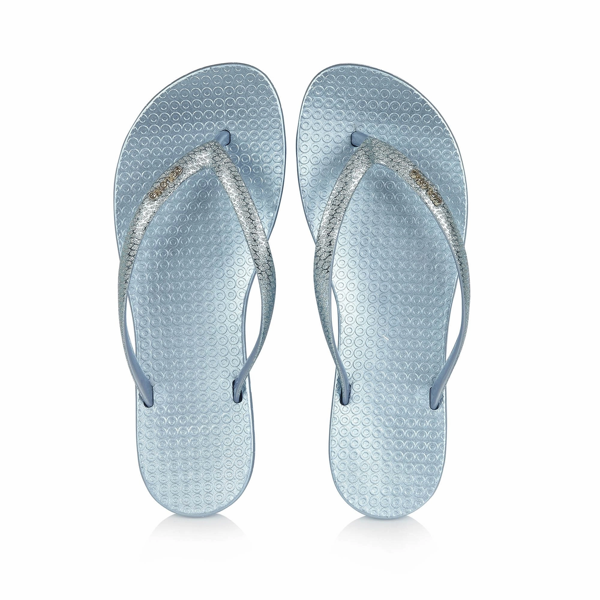 Coloko Freesia Snake Effect Glitter Ergonomic Footbed Flip-Flops Sky Blue / Navy Choose Juicy Flip Flops