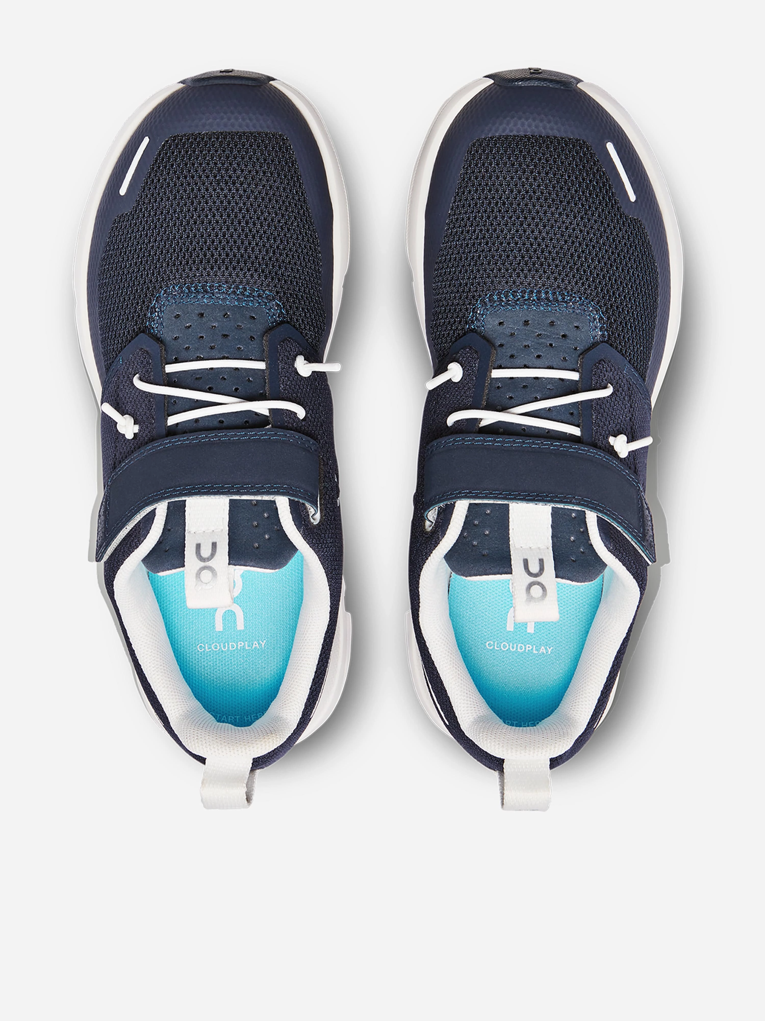 On Running Kids Cloud Play Trainers in Blue Carbon Run Shoes