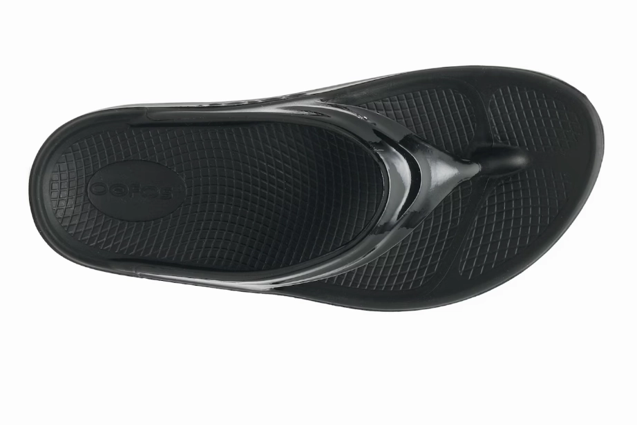 Flip Flops With Leather Strap Oofos | OOmega OOlala | Sandal | Women's | Black