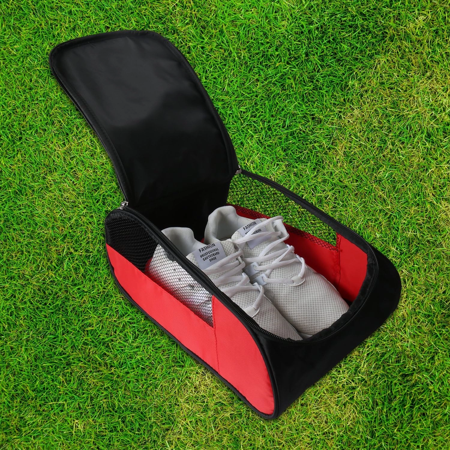 Asics Running Shoes Series Outdoor Golf Shoes Bags Travel Shoes Bags Zippered Sport Shoes Bag (Red)