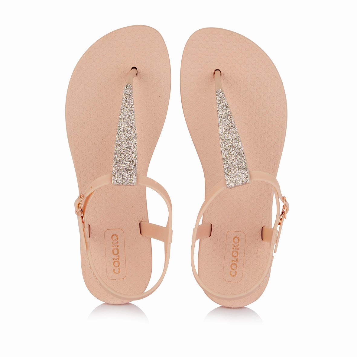 Buy Flip Flops Near Me Coloko Amaryllis Blush Pink Glitter Glamorous Sparkly T-bar Flip Flops