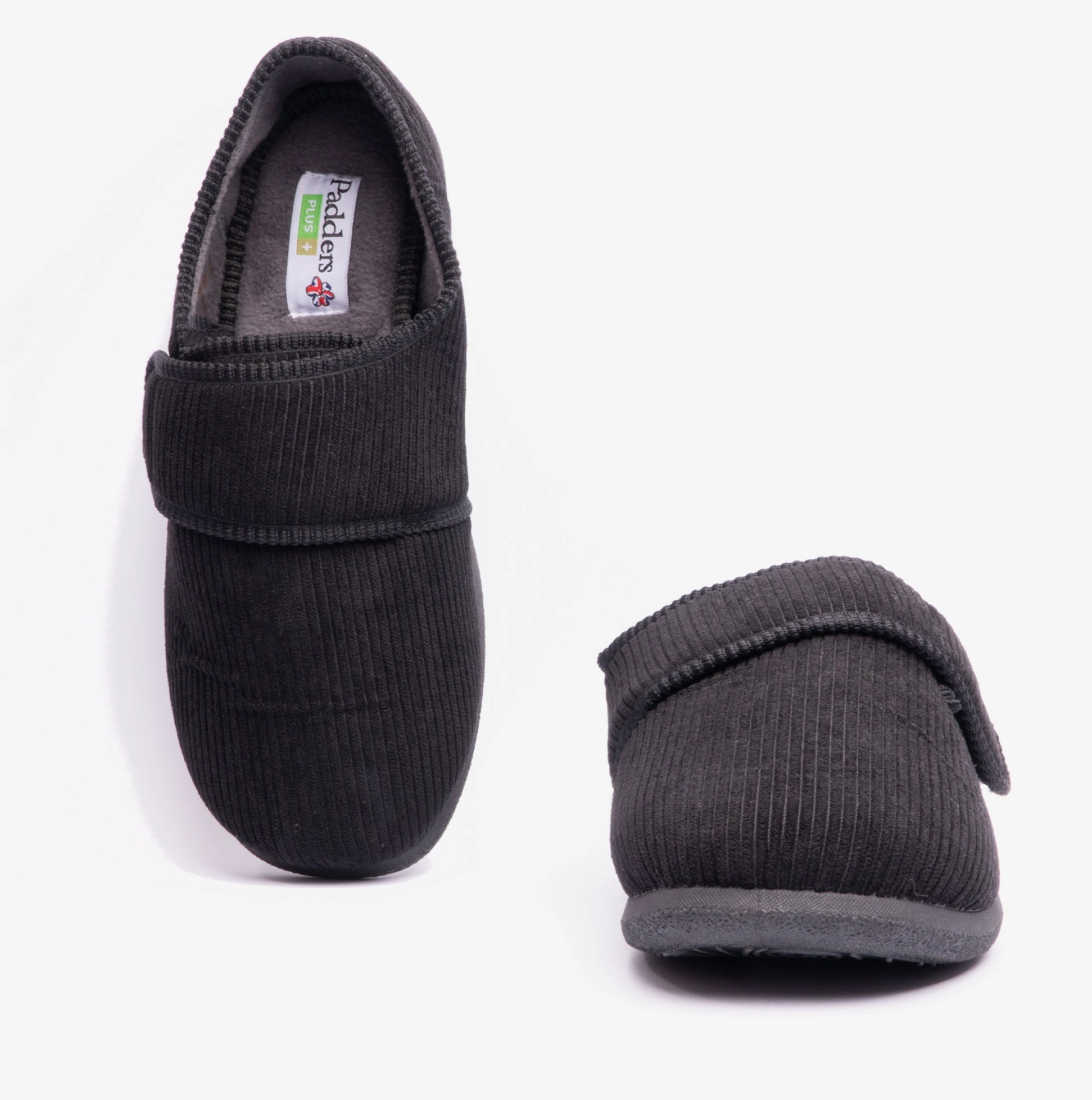 Ugg Slippers Dupe Padders OLIVER Mens Super Wide Touch Fasten Full Slippers Black