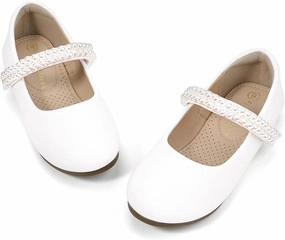 PANDANINJIA Flower Girl Shoes Toddler Little Kid Ballet Flats Pearls Wedding Party Mary Jane Girls Dress Shoes Asics Wide Shoes Canada