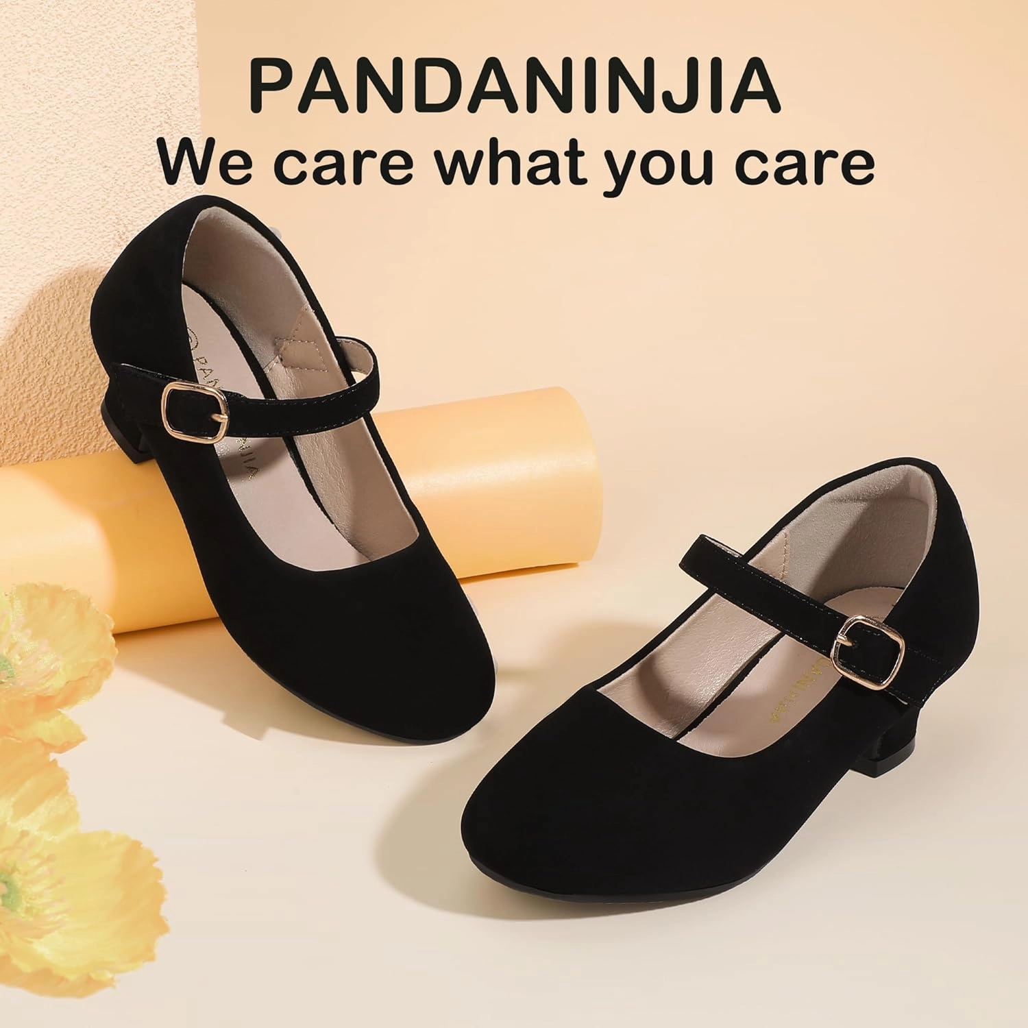 PANDANINJIA Molly Girls Dress Shoes Mary Jane Heels Flower Wedding Party Back to School Pump Shoes for Toddler Little Kid Best Running Shoes In Asics