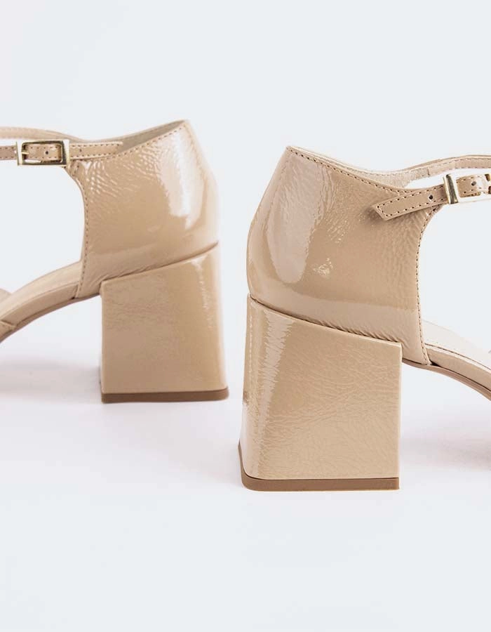 Parenna Nude Naplack Lace Up Kitten Heel Ankle Boots