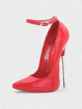 Wide Width Ankle Boots Low Heel Patent Leather Women's with Heels Strap Ankle Stiletto Red