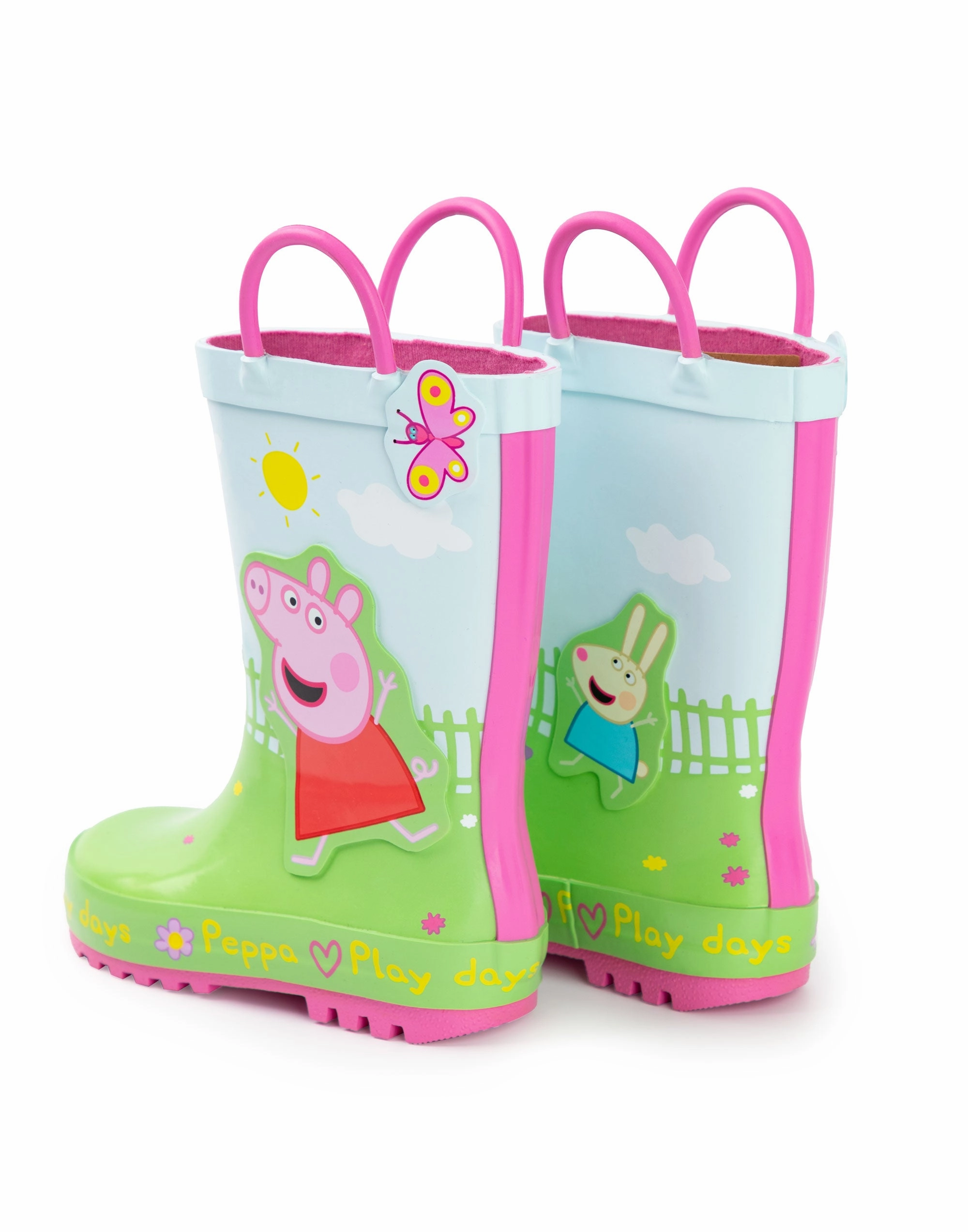 Peppa Pig Kids Wellington Boots with Handles Riding Leather Boots