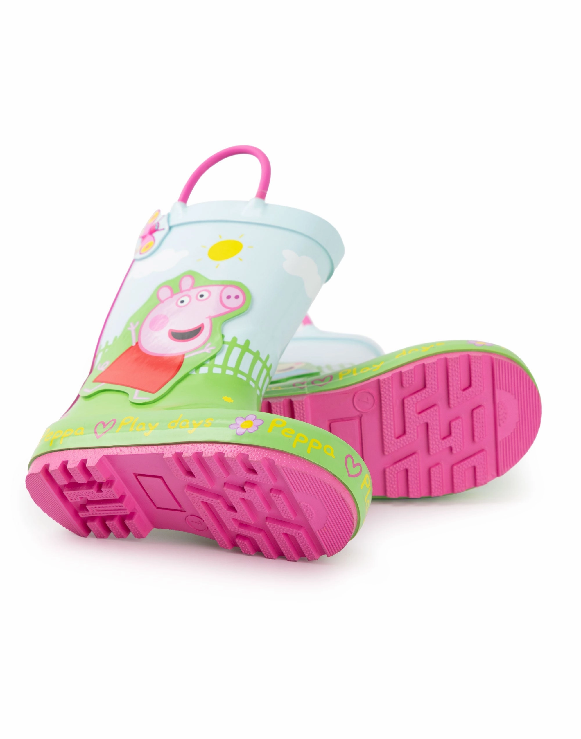 Peppa Pig Kids Wellington Boots with Handles Wine Boots