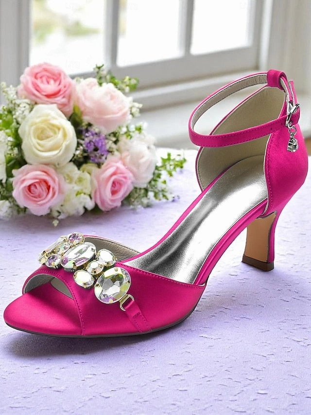 Strap Ankle Satin Women's Toe and with Open Heels Black