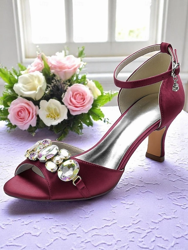 Strap Ankle Satin Women's Toe and with Open Heels Black