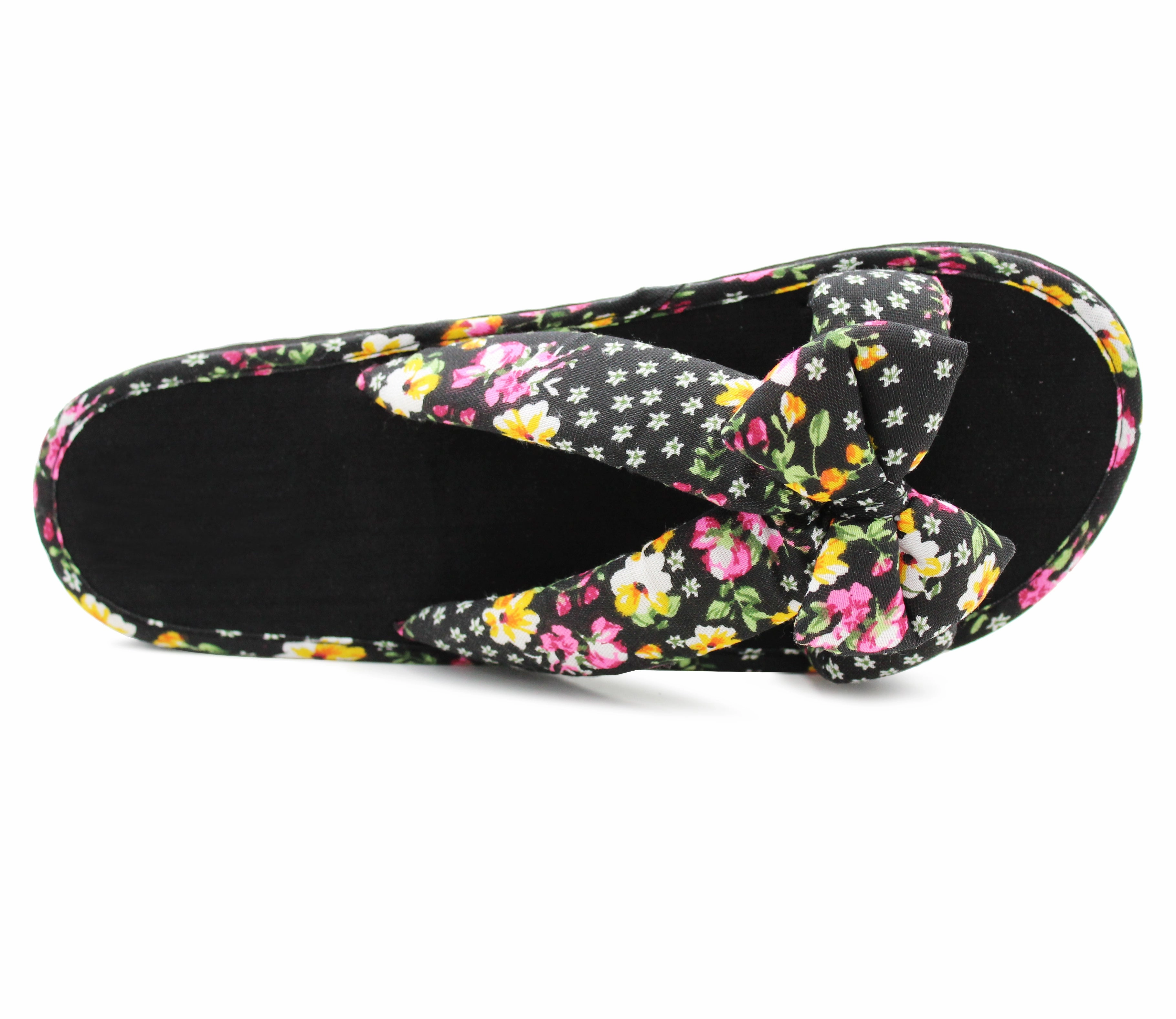 Womens Floral Mule Sandals Slip On Summer Beach Flip Flops Ladies Flat Bow Sliders Spa Pool Slides Black Floral Vineyard Vines Flip Flops