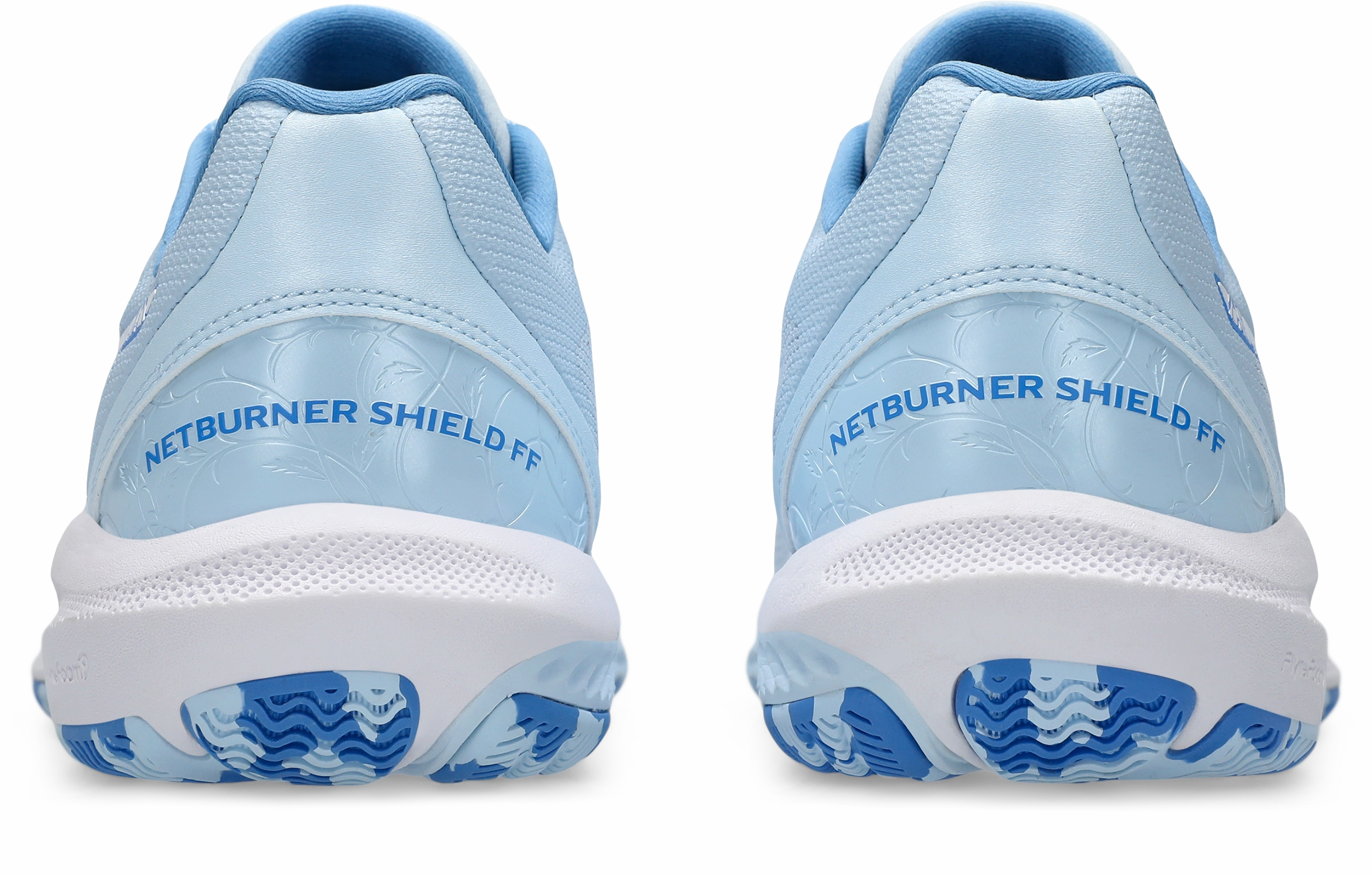 Asics Womens Netburner Shield - Light Blue/White Asics 4e Basketball Shoes