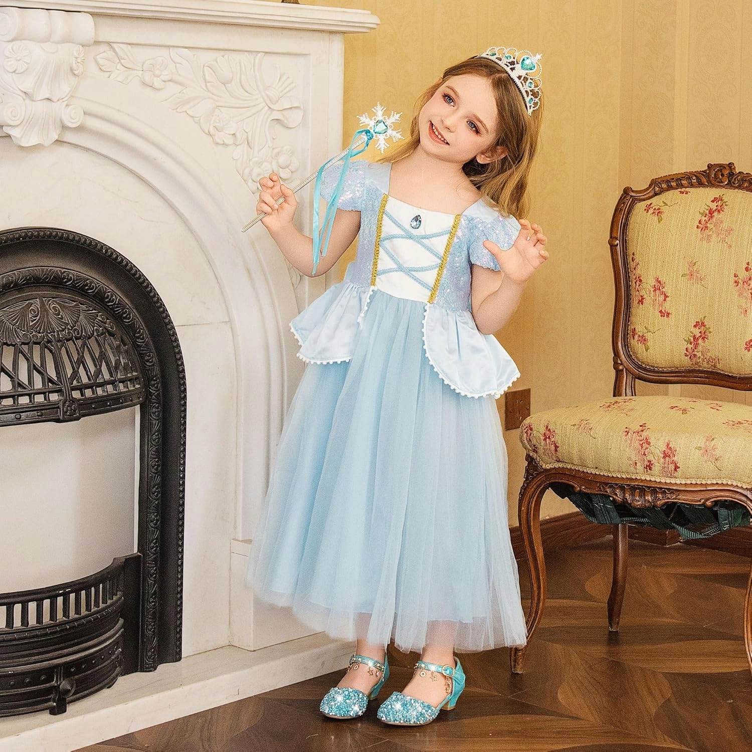 Furdeour Girls Dress Shoes Princess Crystal High Heels Closed Toe Party Wedding Flower Girls Shoes Toddler Little Big Kid Asics Squash Shoes