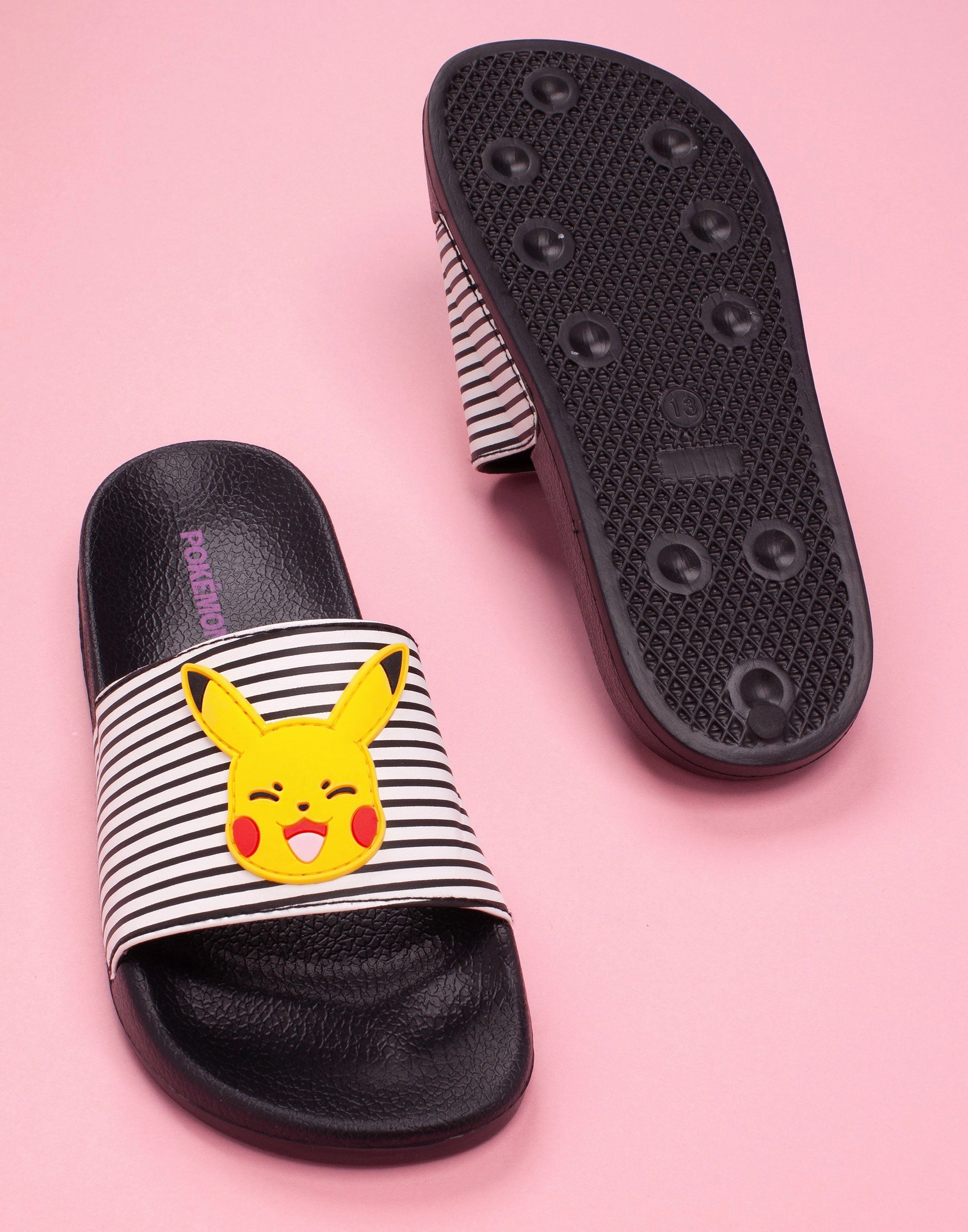 Slippers Size 14 Pokemon Pikachu Girls Sliders Black