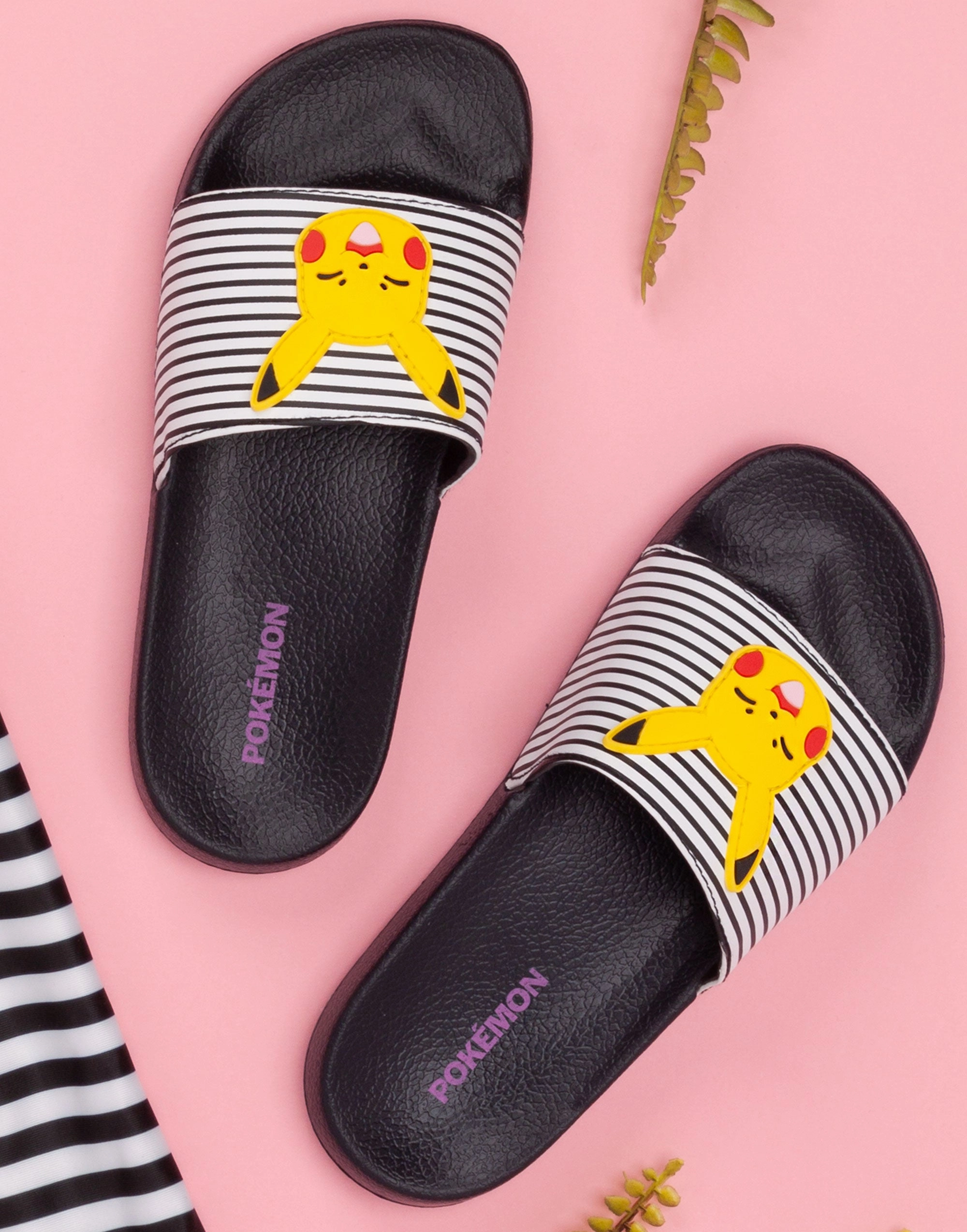 Pokemon Pikachu Girls Sliders Black Ugg Open Toe Slippers