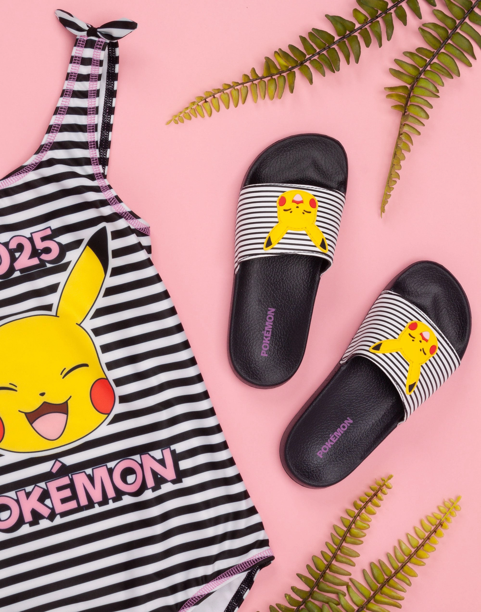 Denim Slides Pokemon Pikachu Girls Sliders Black
