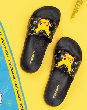 Slippers Cross Pokemon Pikachu Boys Sliders Black