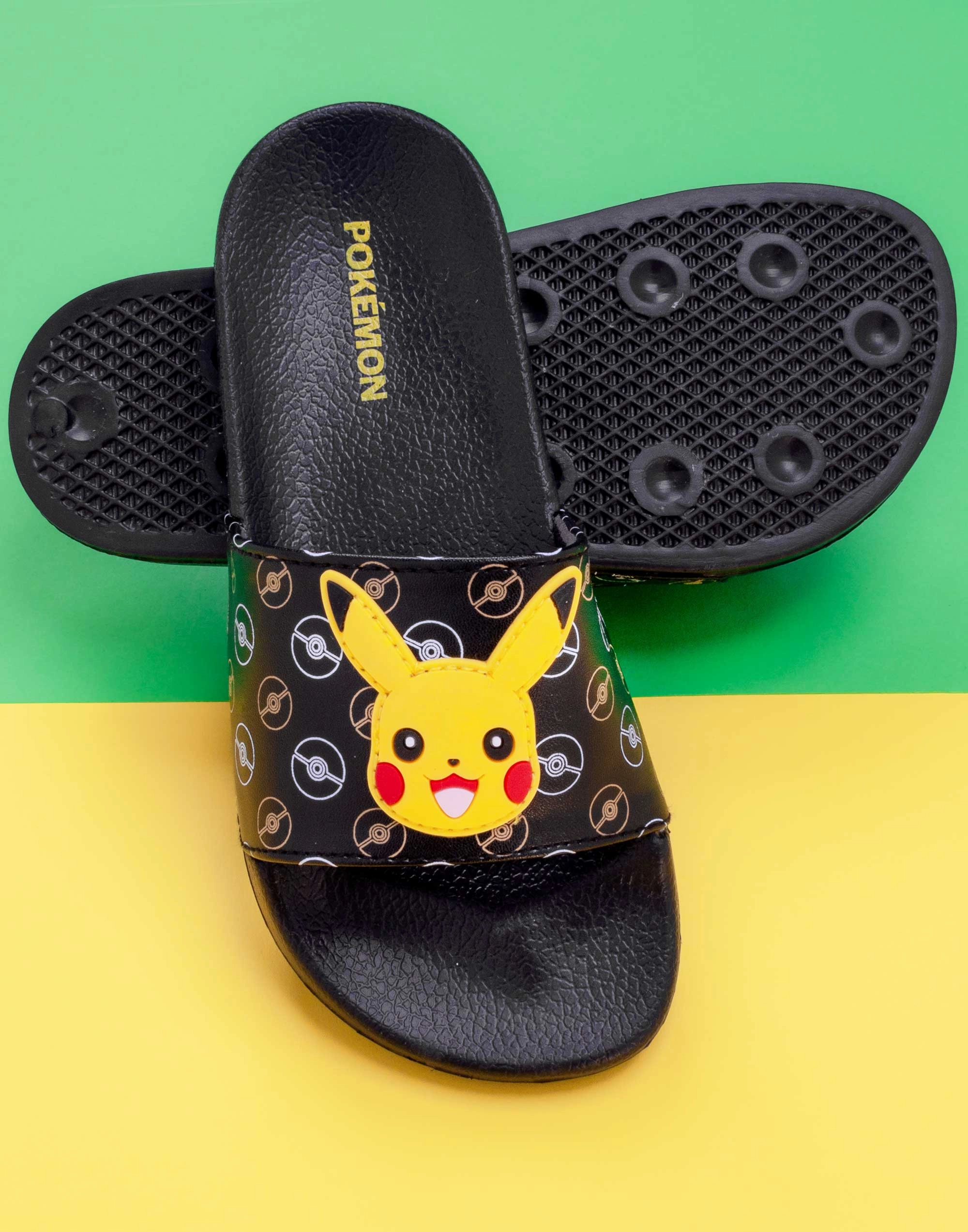 Bubble Slides Slippers Pokemon Pikachu Boys Sliders Black