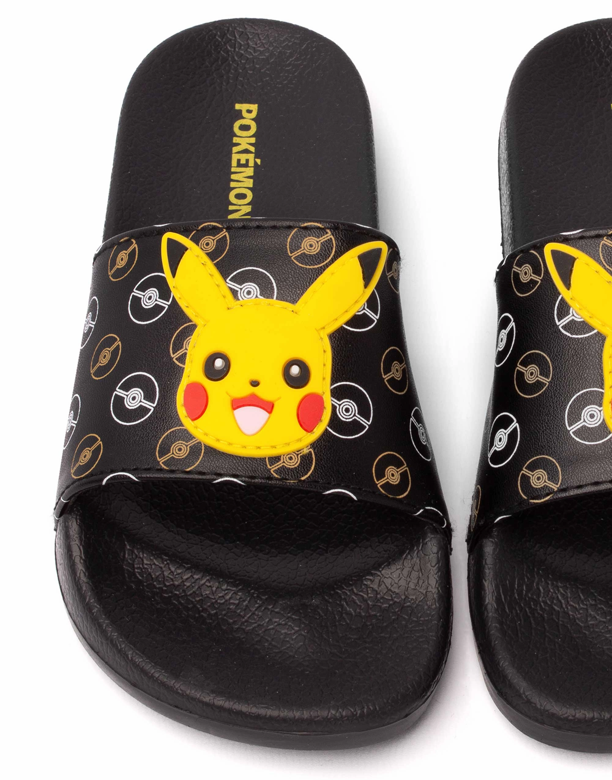 Pokemon Pikachu Boys Sliders Black Moccasin Soft Sole Slippers