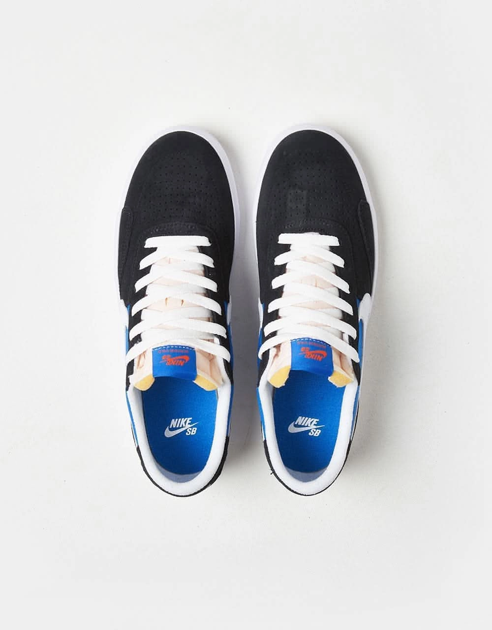 Nike SB Heritage Vulc Skate Shoes - Black/White-Signal Blue-Safety Orange-Black Nike Shoes Air