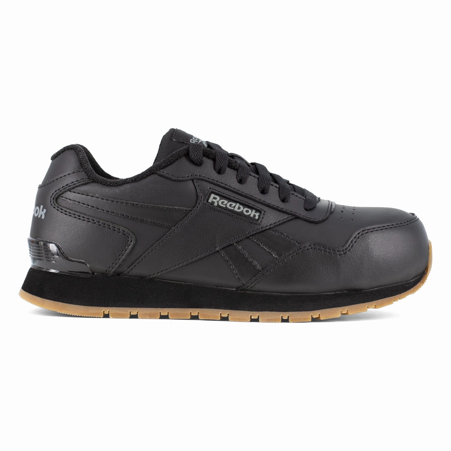 Reebok Mens Black Leather Work Shoes Harman Classic Sneaker CT Black Boots Above Knee