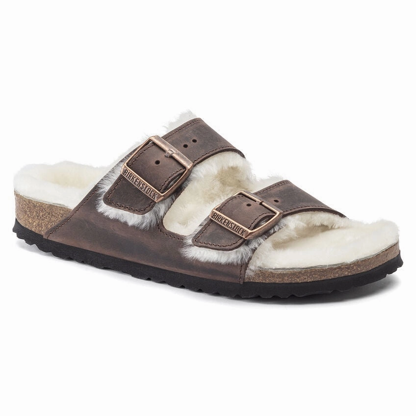 Arizona Habana Shearling Leather Fake Birkenstock Clogs