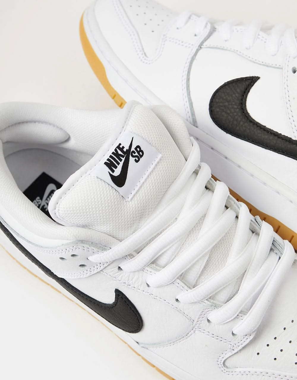 Nike SB Dunk Low Pro Premium Skate Shoes - White/Black-White-Gum Light Brown Nike Lebron Xi Shoes