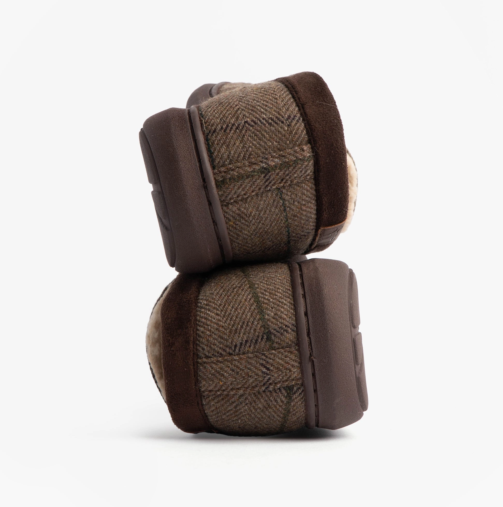 Jo & Joe GLENCOE Mens Tartan Slippers Brown Lined Slippers