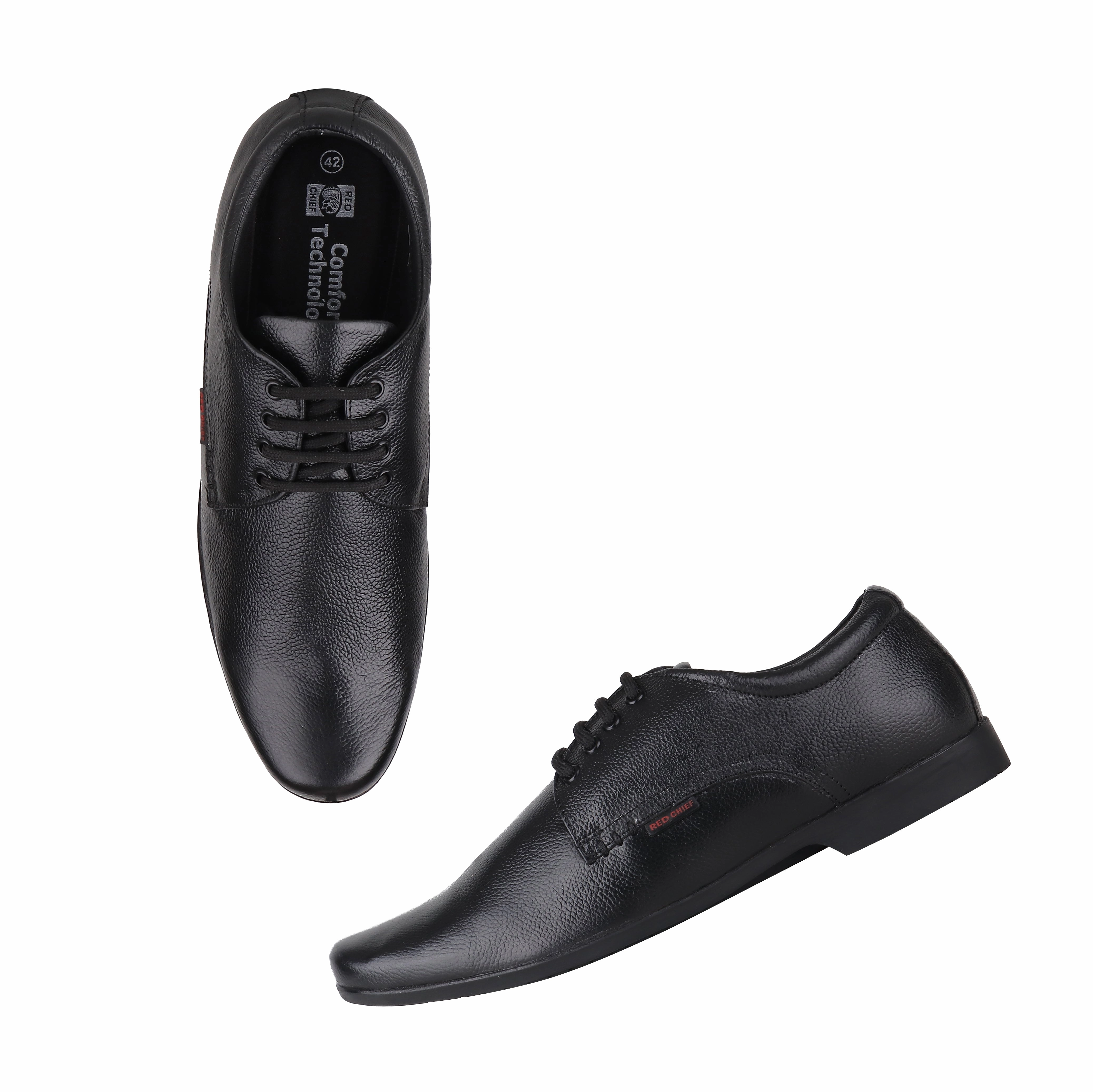 Red Chief Black Formal Shoes for Men RC3455 001 Oxford Lace-up Shoes