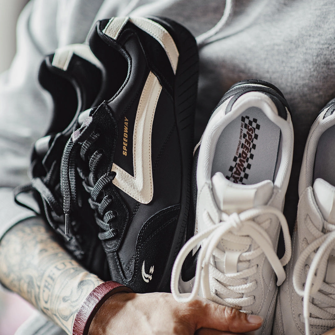 Men's Fashion Racing Inspired Low Top Sneakers Gray Lace Up Shoes