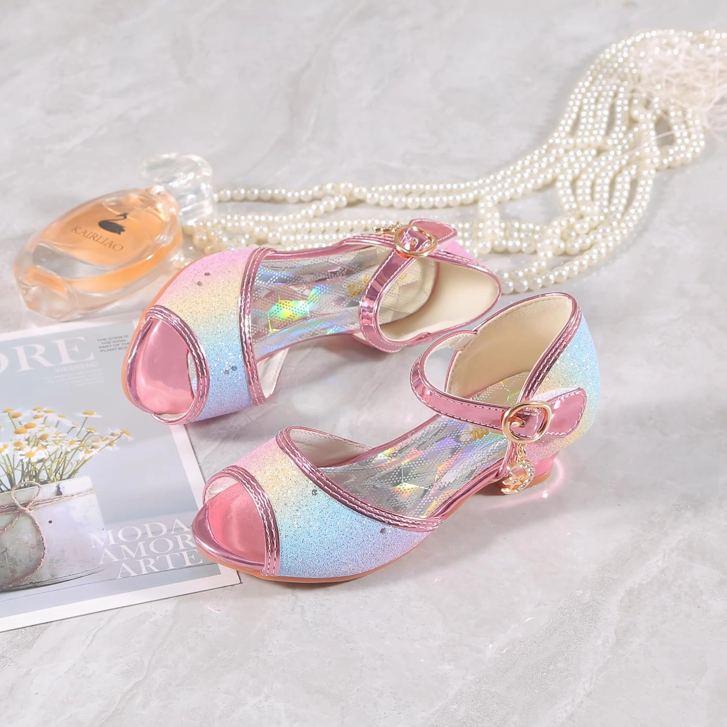 Asics Gel Kayano 24 Lite Show Running Shoe Girls Mary Jane Glitter Wedding Party Dress Shoes Princess Flower Strap Shoes