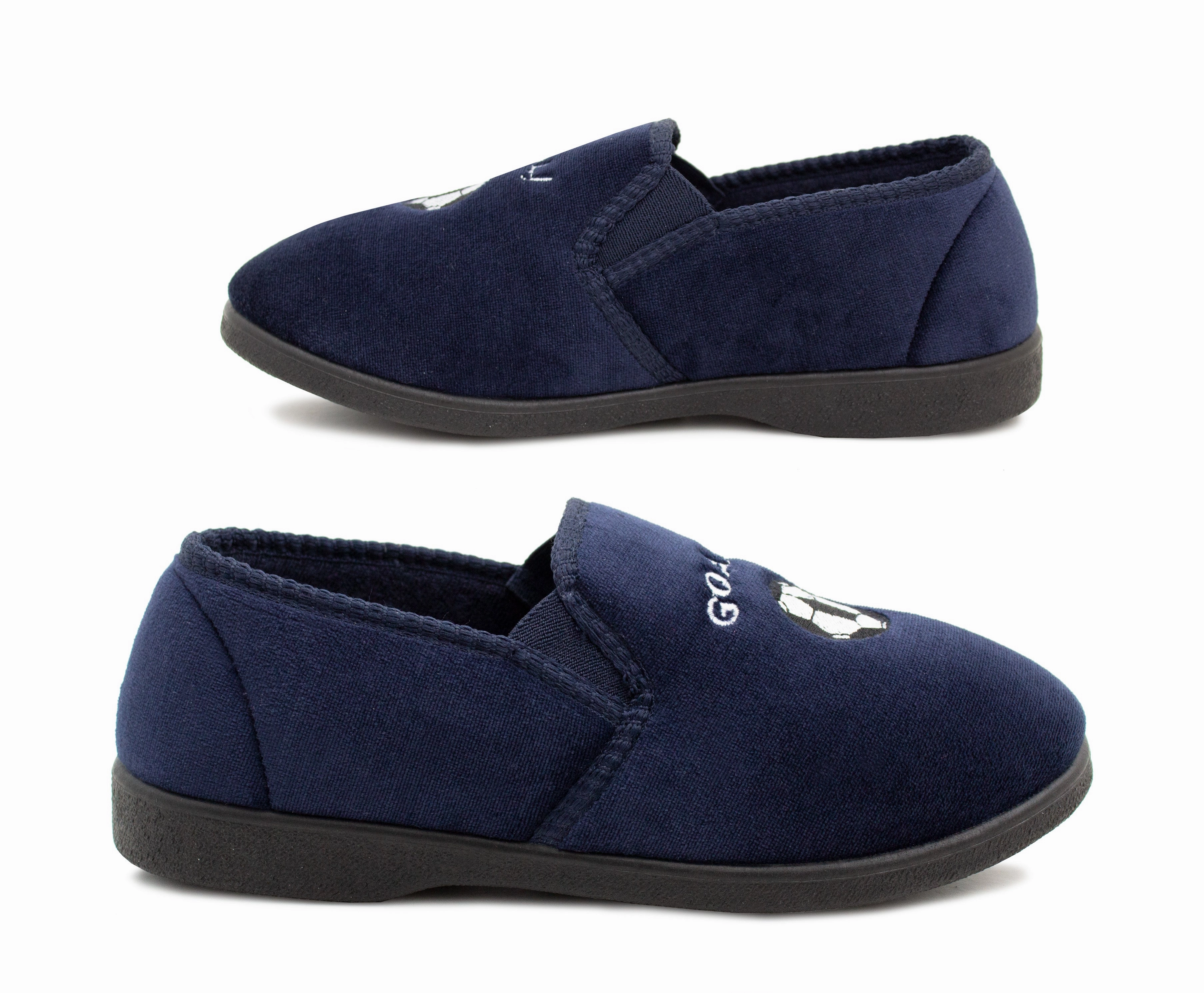 Boys Football Slippers Goal Slip On Novelty Youth Kids Elastic House Shoes Navy Qvc Revitalign Slippers