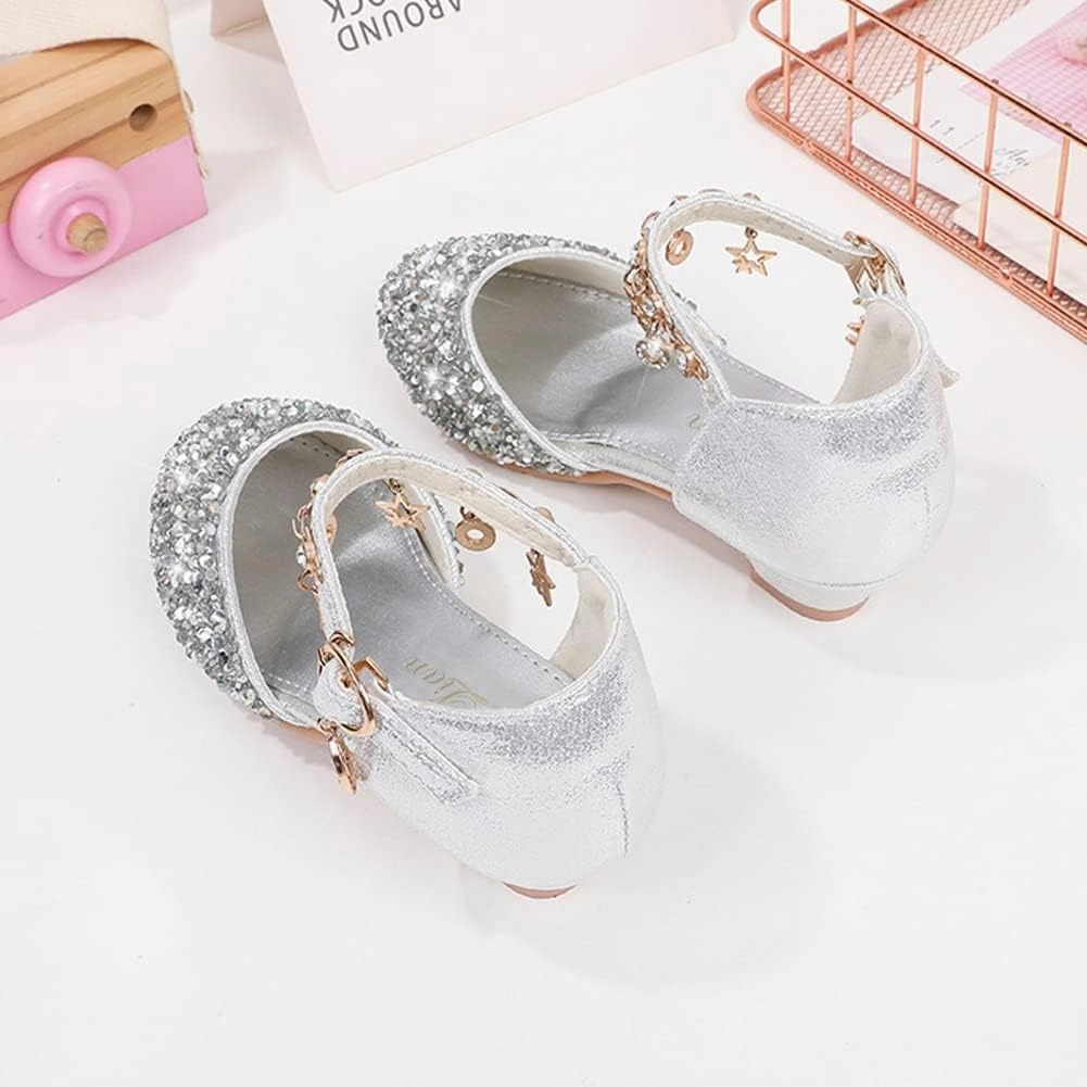 Asics Gum Shoes ChuLian Little Kids Girls Dress Pumps Glitter Sequins Princess Low Heels Princess Dress Shoes Party Dance Shoes Rhinestone Sandals
