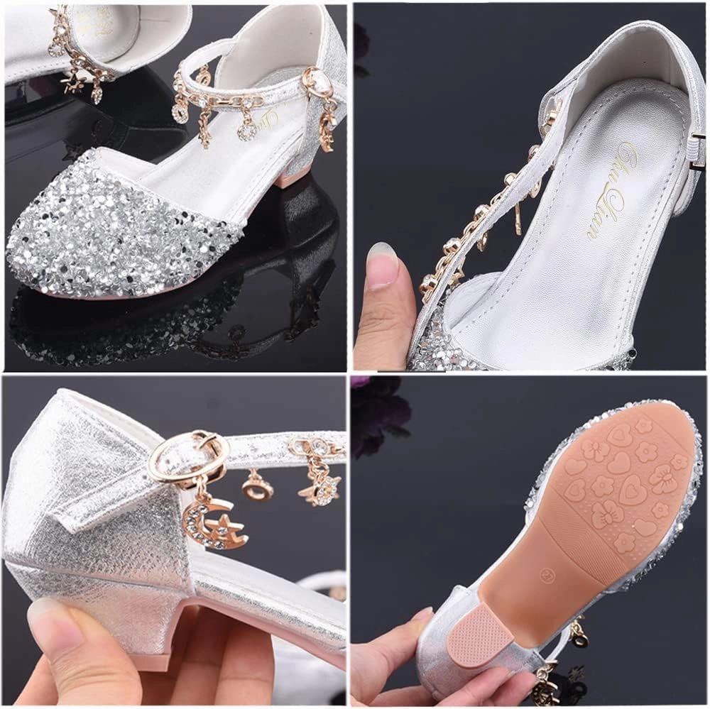 Asics Rulon Wrestling Shoes ChuLian Little Kids Girls Dress Pumps Glitter Sequins Princess Low Heels Princess Dress Shoes Party Dance Shoes Rhinestone Sandals