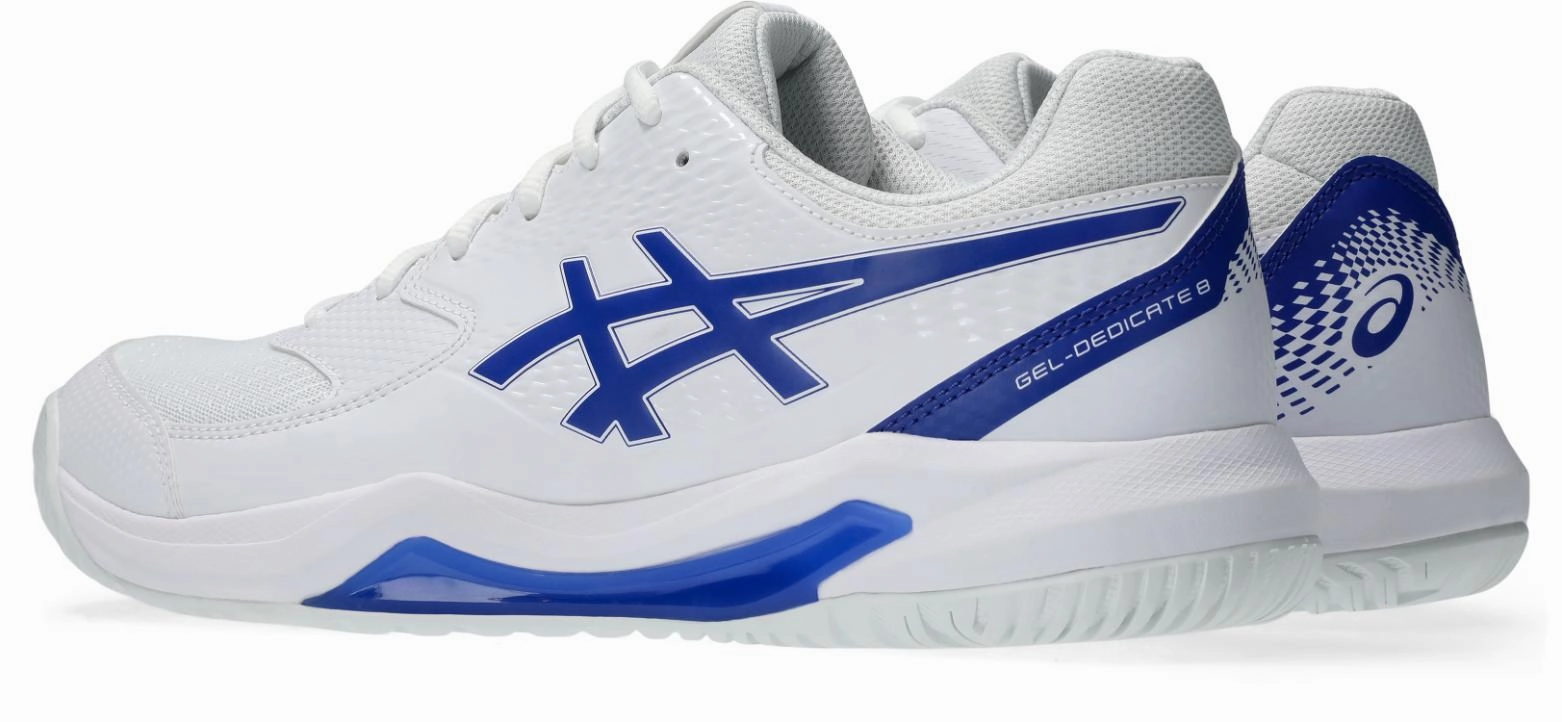 Asics Mens Gel Dedicate 8 (Hardcourt) Tennis Shoe - White/Dark Cobalt Best Tennis Shoes