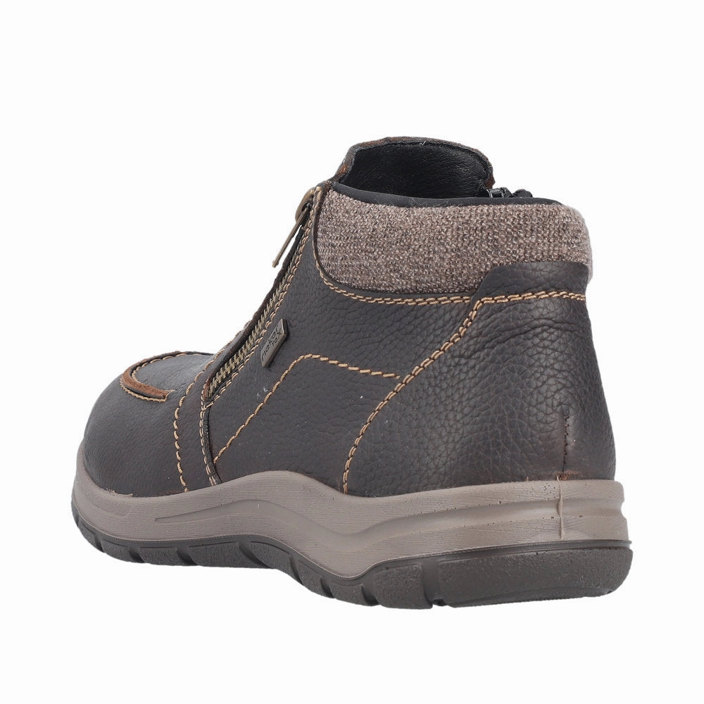 Ugg Boots Wedge Rieker 03660-25 Mens Brown Leather Water Resistant Twin Zip Ankle Boots