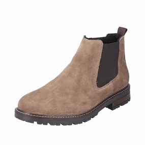 Rieker 32051-64  Mens Beige Suede Side Zip Ankle Boots Thigh High Sock Boots