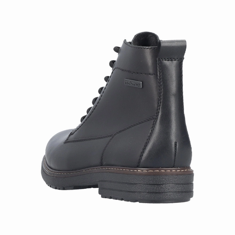 Comfy Cowboy Boots Rieker 33143-00 Mens Black Leather Water Resistant Zip & Lace Ankle Boots
