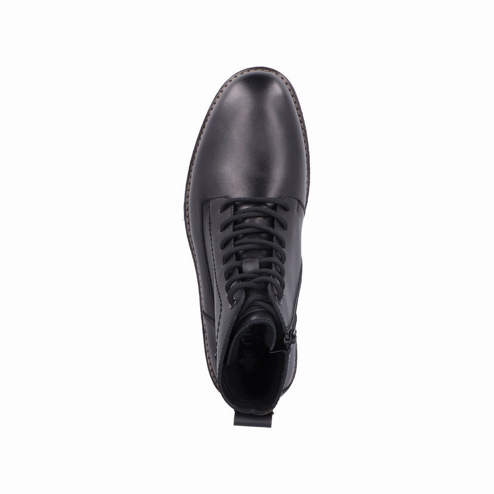 Ugg Boots With The Bows Rieker 33143-00 Mens Black Leather Water Resistant Zip & Lace Ankle Boots