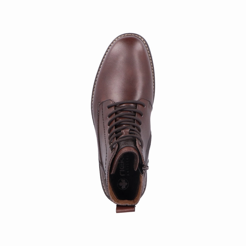 Most Comfortable Construction Work Boots Rieker 33143-25 Mens Brown Leather Water Resistant Zip & Lace Ankle Boots