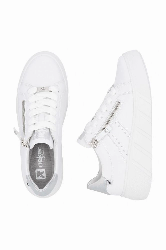 Rieker ladies Sport trainer W2605-80 in White For Walking