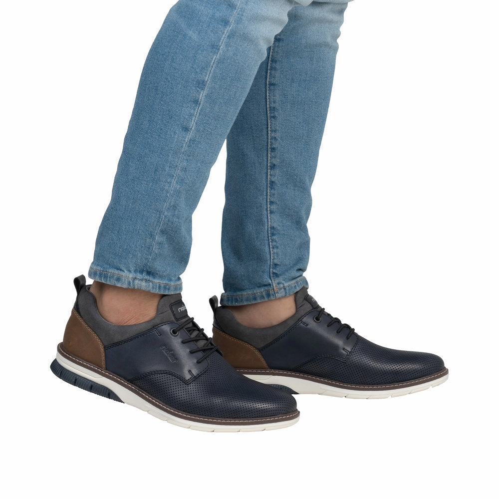 Cap Toe Suede Oxfords Rieker Mens Shoe 14450-15 Navy