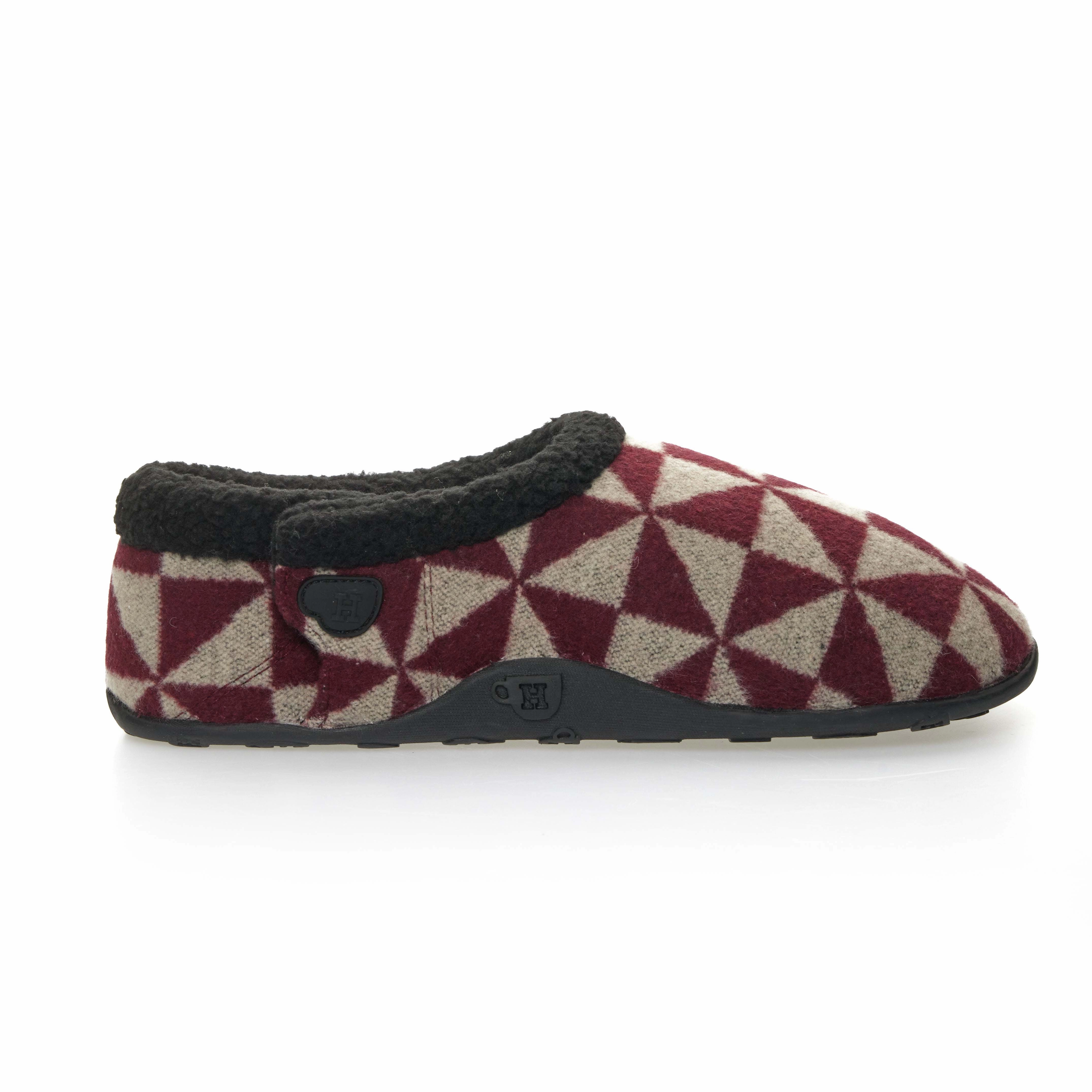 Ronnie - Burgundy Geometric Patterned Men's Slippers Moccasin Slippers Size 8