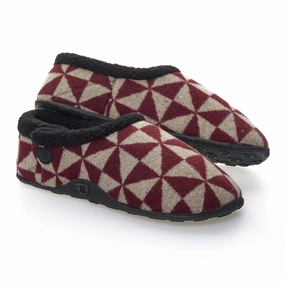 Ronnie - Burgundy Geometric Patterned Men's Slippers Slippers Made In America