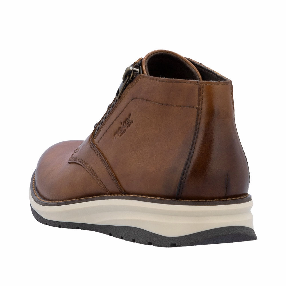 Logging Boots Rieker 14705-24 Mens Brown Leather Zip & Lace Chukka Boots