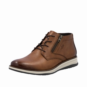 Inexpensive Cowgirl Boots Rieker 14705-24 Mens Brown Leather Zip & Lace Chukka Boots